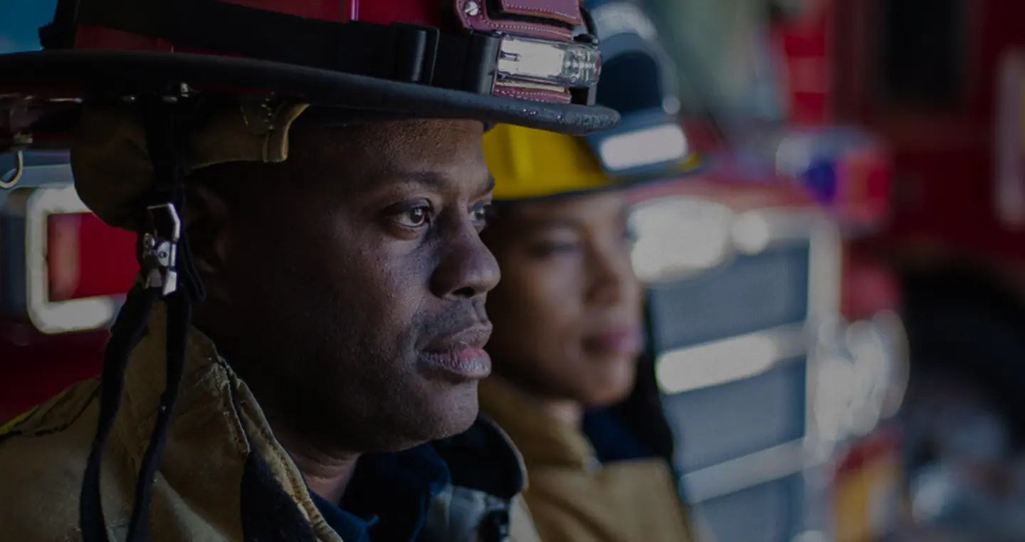 First responder looking to the right of the scene.